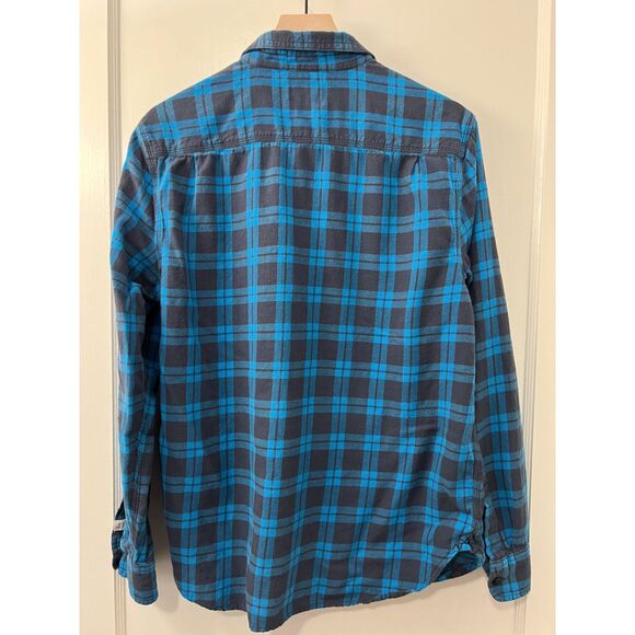 Lucky Brand Men's Blue Plaid Flannel Button Down Shirt 100% Cotton Size L - Picture 2 of 9